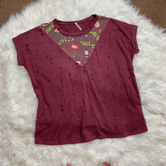 My Story Wine Burgundy Boho Sheer Soft Top Large - Picture 3 of 6